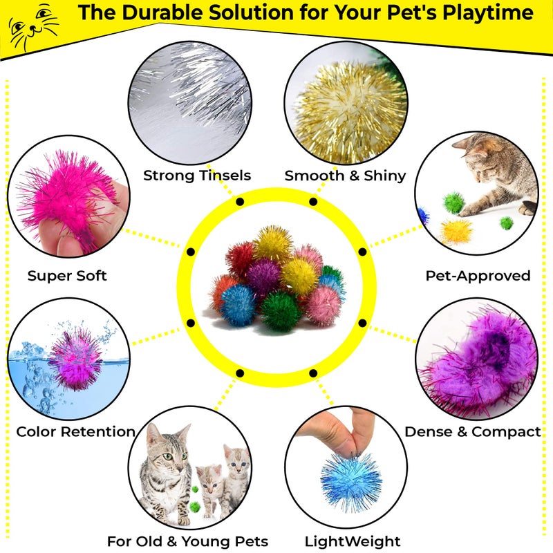 Meric CoCoo 20-Pack Cat Toy Sparkle Ball Jumbo Pack, Unleash Your Catâ€™s Inner Lion, No More Flabby Tummy, Get Your Kitty Fit Again with These Sparkly Balls, Ideal for Multi-Cat Homes, Bond Over Play - Image 4